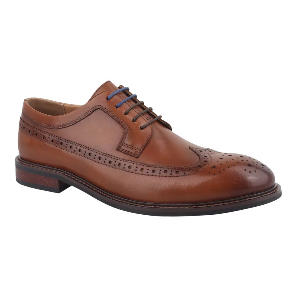 Bar III Men's Asherr Long Wing Brogue Leather Dress Shoes Tan Size 8